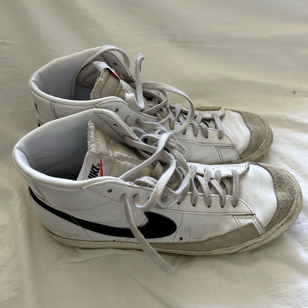 Nike White and Black Blazers High Top